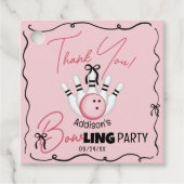 Rosa handgezeichnete BOWling-Bögen Mädchen Geburts Geschenkanhänger (Vorderseite)