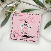 Rosa handgezeichnete BOWling-Bögen Mädchen Geburts Geschenkanhänger