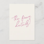 Rosa handgezeichnete Coquette Trendy Romantische H Begleitkarte (Rückseite)