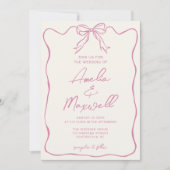 Rosa handgezeichnete Coquette Trendy Romantische H Einladung (Vorderseite)