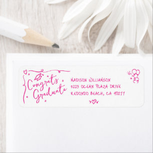 Rosa handgezeichnete Doodle-Abschlussadresse in We