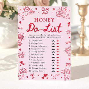 Rosa handgezeichnete Honey-Do-Liste-Junggesellinne Einladung
