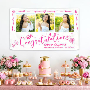 Rosa handgezeichnete Kritzeleien Abschluss 3 Foto  Banner