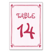 Rosa handgezeichnete Schnabeldoodle, Streifen Hoch Tischnummer (Rückseite)