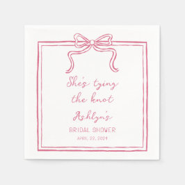 Rosa Handgezeichnete Schuhe binden den Knoten Napk Serviette