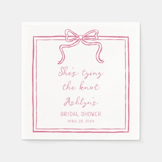 Rosa Handgezeichnete Schuhe binden den Knoten Napk Serviette (Vorderseite)