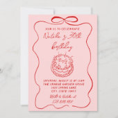 Rosa Handgezeichneter Kuchen Quirky Einzigartiger  Einladung (Vorderseite)