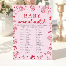 Rosa handgezeichnetes Baby-Tier-Match-Baby-Shower-