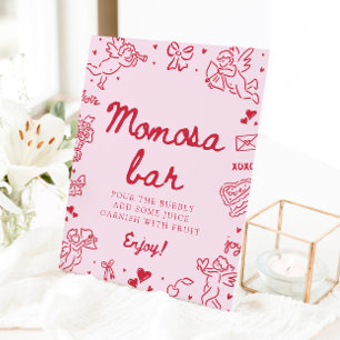 Rosa handgezeichnetes Babyshower-Momosa-Bar-Schild Sockelschild