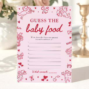 Rosa handgezeichnetes Babyshower-Rätsel um das Bab Einladung