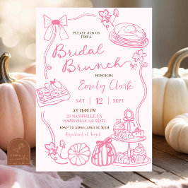 Rosa Handgezeichnetes Bridal Brunch Party Einladung