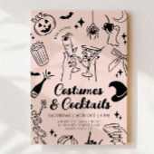 Rosa Handgezeichnetes Halloween Party Einladung de