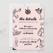 Rosa Handgezeichnetes Halloween Party Einladung de (Rückseite)