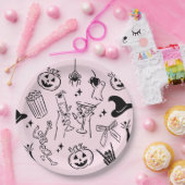 Rosa handgezeichnetes Halloween-Party Pappteller (Party)