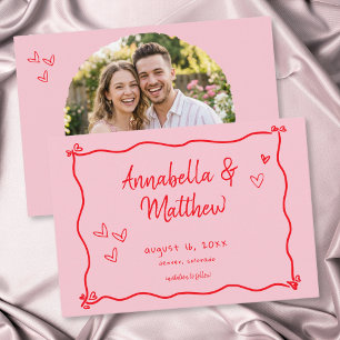 Rosa handgezeichnetes Herz Whimsical Modern Foto Save The Date