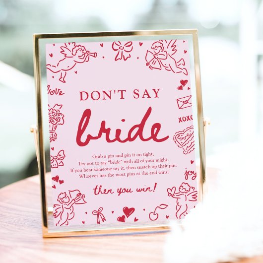 Rosa handgezeichnetes modernes Valentinstag-Schild Poster