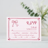 Rosa handgezogener Bogen und kichelförmige Hochzei RSVP Karte (Stehend Vorderseite)