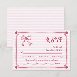 Rosa handgezogener Bogen und kichelförmige Hochzei RSVP Karte