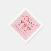 Rosa, handgezogenes weißes Retro-Brautparty Serviette (Ecke)