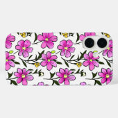 Rosa handrawn Blume glänzen blumengeschmückt Case-Mate iPhone Hülle (Rückseite (Horizontal))