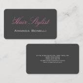 Rosa Handschrift Grau Haar Stylist Artist Visitenkarte (Vorne/Hinten)