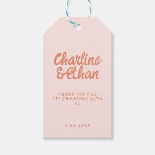 Rosa Handschrift Retro Hochzeitsticker Geschenkanhänger