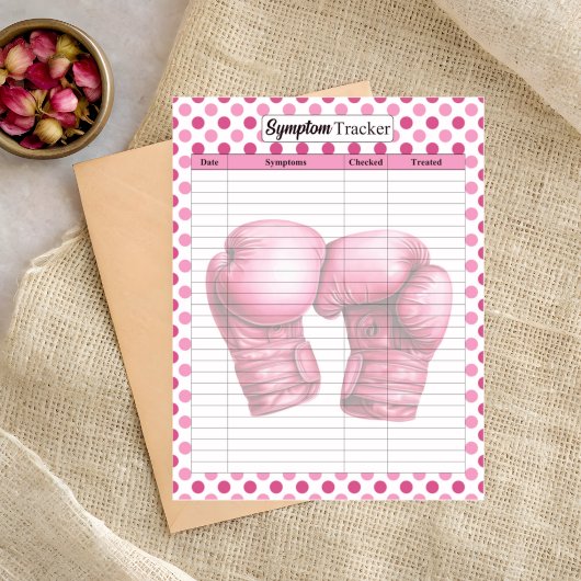 Rosa Handschuhe Brustkrebs-Symptom-Tracker Notizblock