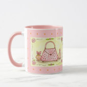 Rosa Handtasche Parfümflasche Kaffeetasse (Links)