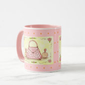 Rosa Handtasche Parfümflasche Kaffeetasse (Vorderseite Links)