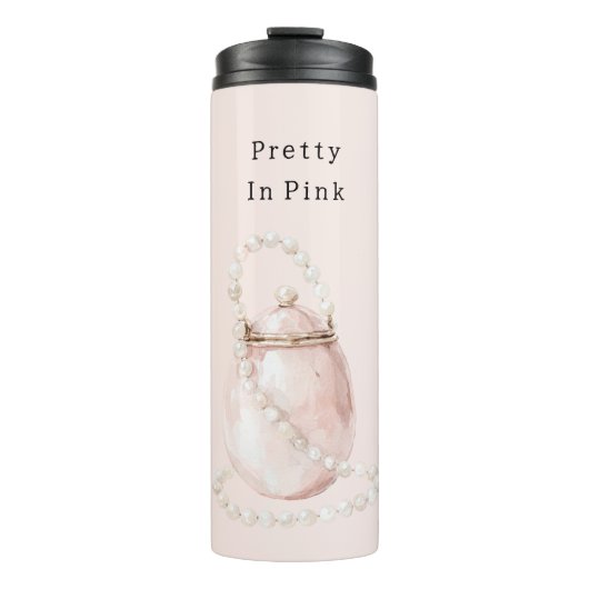 Rosa Handtasche Perlen Thermosbecher (Vorderseite)