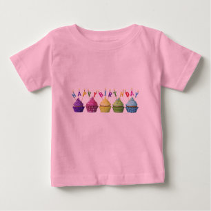 Rosa Happy Birthday Cupcake Baby T-shirt