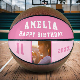 Rosa Happy Birthday Mädchen Foto Basketball