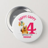 Rosa HAPPY CAPPY Maßgeschneiderte Capybara 4. Gebu Button (Vorne & Hinten)
