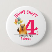 Rosa HAPPY CAPPY Maßgeschneiderte Capybara 4. Gebu Button (Vorderseite)