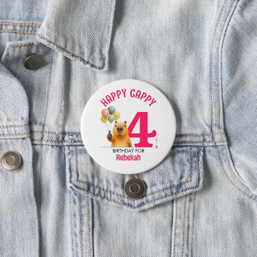 Rosa HAPPY CAPPY Maßgeschneiderte Capybara 4. Gebu Button (Beispiel)