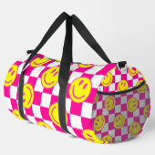 Rosa-Happy-Gesicht Karo Groovy Duffle Bag (Rechte Ecke)