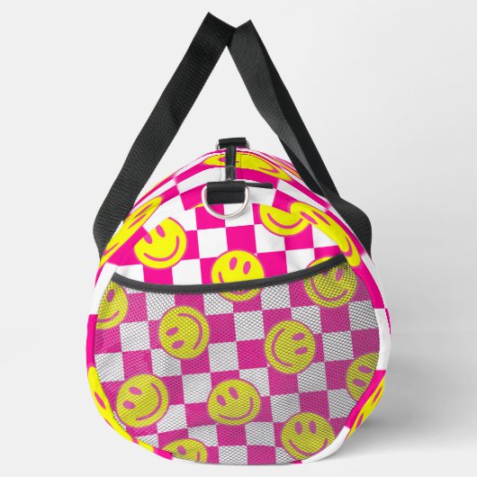 Rosa-Happy-Gesicht Karo Groovy Duffle Bag (Rechts)