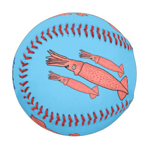 Rosa-Happy-Tintenfisch-Cartoon-Abbildung Baseball
