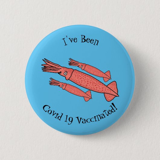 Rosa-Happy-Tintenfisch-Cartoon-Abbildung Button (Vorderseite)