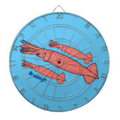 Rosa-Happy-Tintenfisch-Cartoon-Abbildung Dartscheibe (vorne)