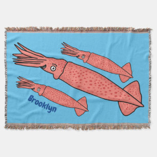 Rosa-Happy-Tintenfisch-Cartoon-Abbildung Decke