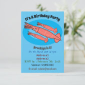 Rosa-Happy-Tintenfisch-Cartoon-Abbildung Einladung (Stehend Vorderseite)