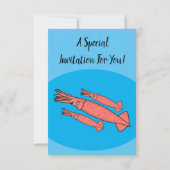 Rosa-Happy-Tintenfisch-Cartoon-Abbildung Einladung (Rückseite)