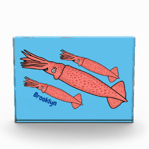 Rosa-Happy-Tintenfisch-Cartoon-Abbildung Fotoblock