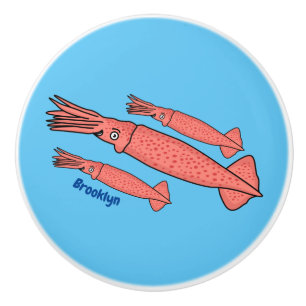 Rosa-Happy-Tintenfisch-Cartoon-Abbildung Keramikknauf