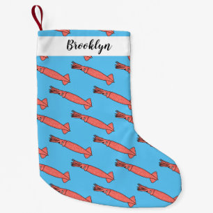 Rosa-Happy-Tintenfisch-Cartoon-Abbildung Kleiner Weihnachtsstrumpf