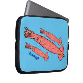 Rosa-Happy-Tintenfisch-Cartoon-Abbildung Laptopschutzhülle (Vorne Rechts)