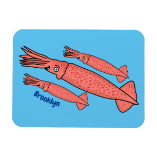Rosa-Happy-Tintenfisch-Cartoon-Abbildung Magnet