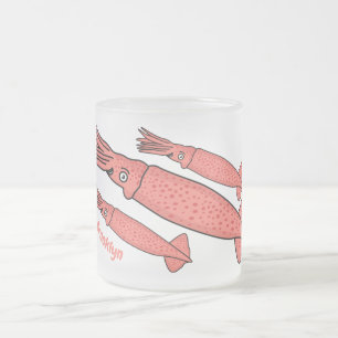Rosa-Happy-Tintenfisch-Cartoon-Abbildung Mattglastasse