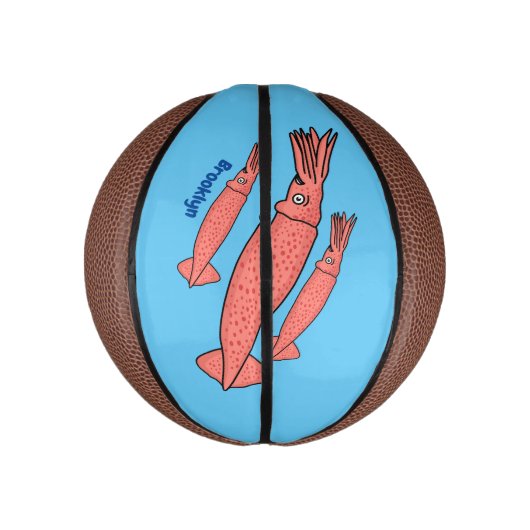 Rosa-Happy-Tintenfisch-Cartoon-Abbildung Mini Basketball (Vertikal)